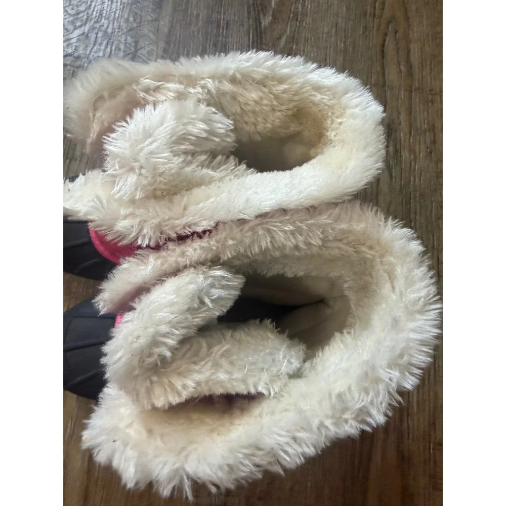 Sorel Kids Snow Commander Boots Pink Grey Waterproof Faux Fur Winter Boots